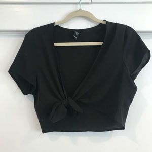 Windsor tie-front crop top